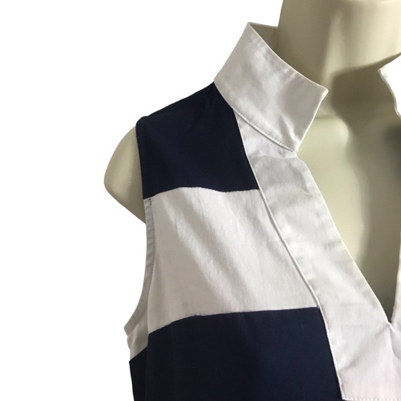 Sail To Sable XS Cotton Block Stripe Sleeveless Tunic Shift Dress Nautical - Picture 6 of 10